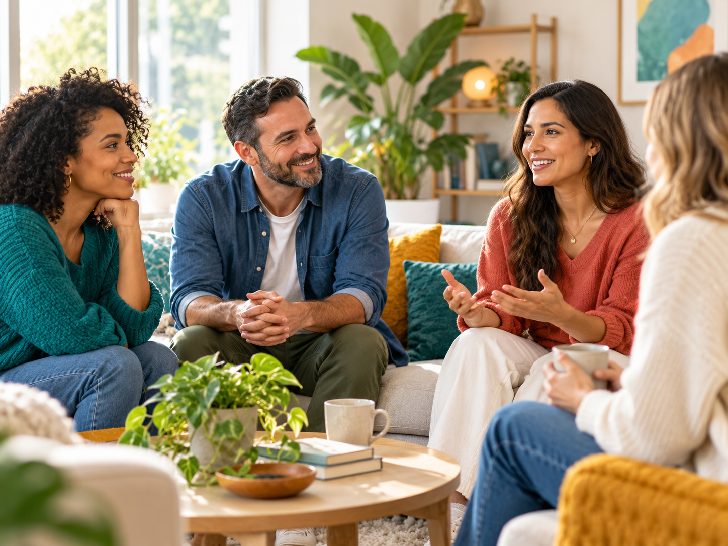 Friends sharing a meaningful conversation together