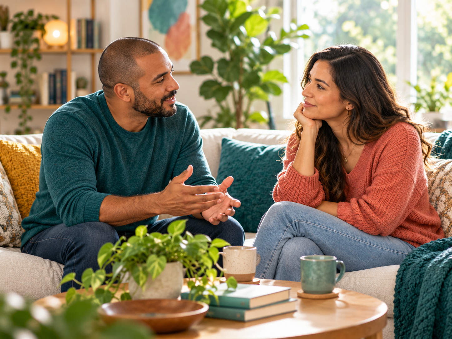 Two people having an open and supportive conversation